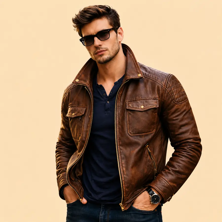 classic biker leather jacket